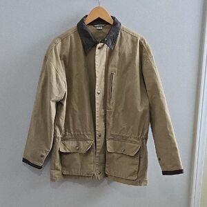 Tan Barn Utility Jacket Leather Collar Size Small No Brand